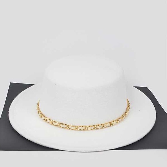 Chain Accent Faux Wool Felt Fedora - Picture 1 of 5